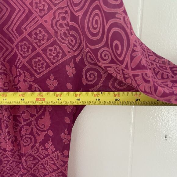 Vintage 70s Adini India Boho Midi Dress Purple Geometric Print Sheer Rayon NWT - Picture 8 of 11